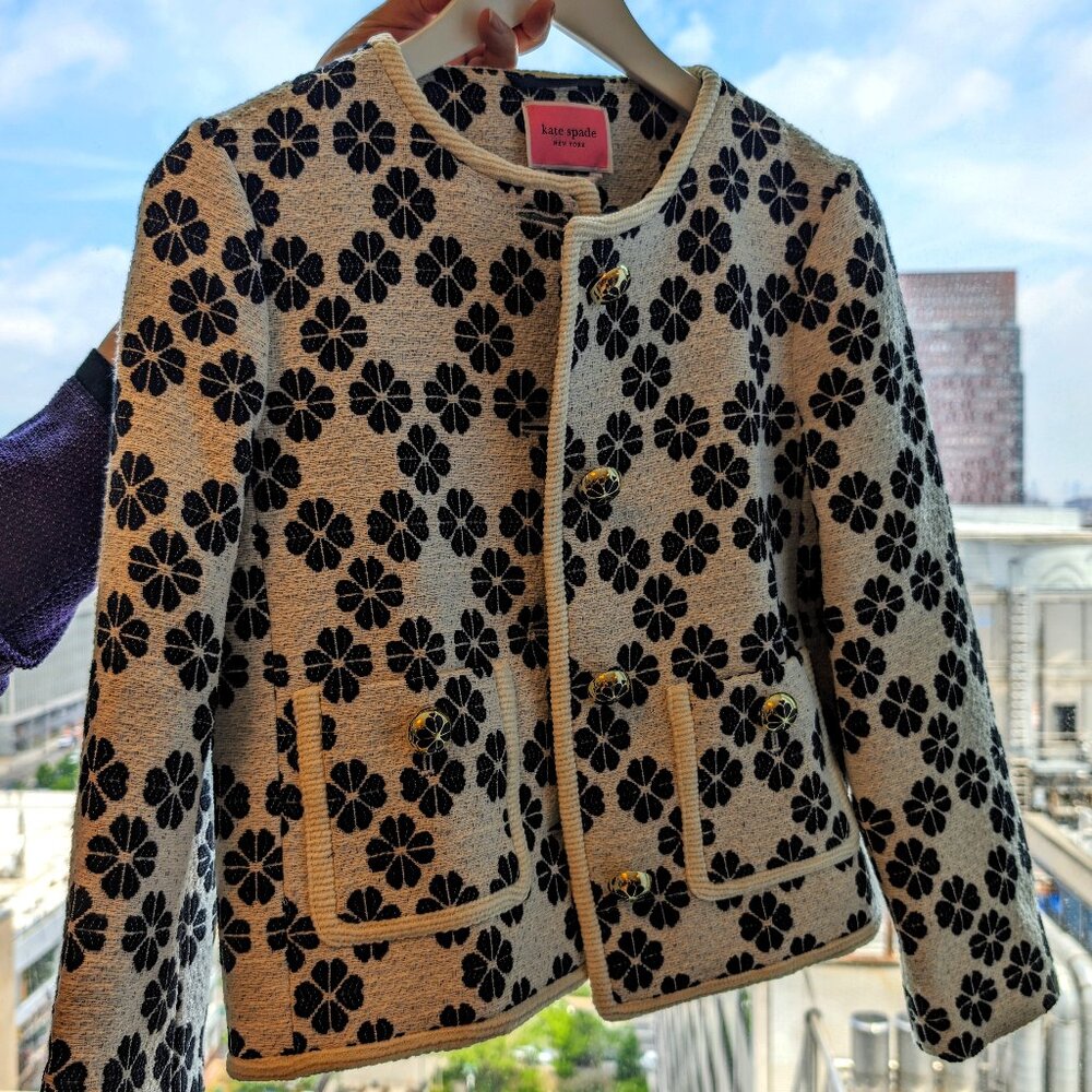 KATE SPADE DAINTY TWEED BLAZER WITH CONTRAST BOTTONS ~ SIZE 0